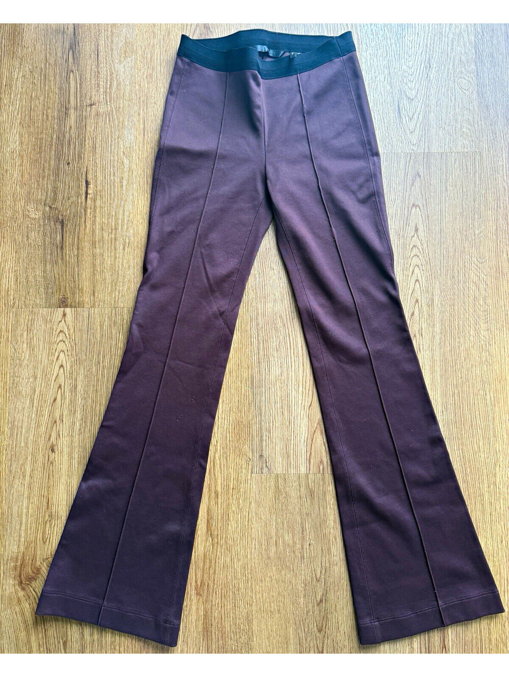 Helmut Lang Women’s XS Wine Burgundy Flare Pants Pull On Stretch Leggings